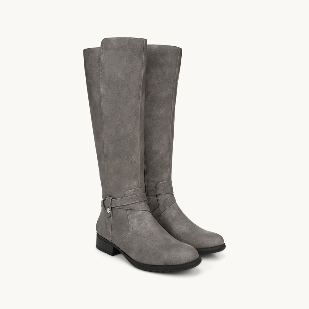 Grey riding store boots wide calf